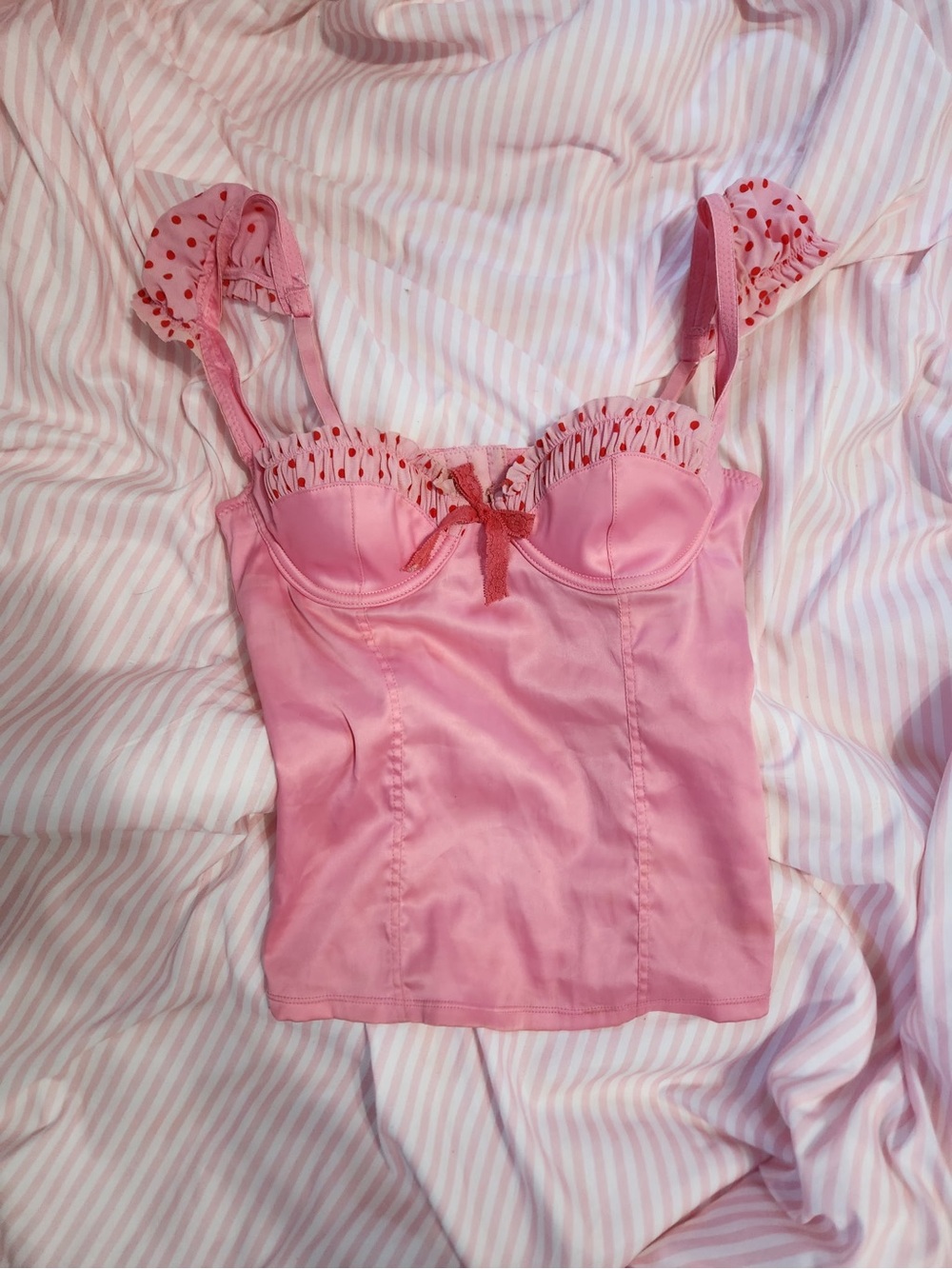 Victoria's Secret Pink Polka-Dot Trim Bustier Camisole